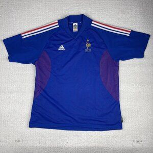 VTG Adidas France 2002-2004  Home Jersey Football Shirt Soccer Jersey Blue Sz XL
